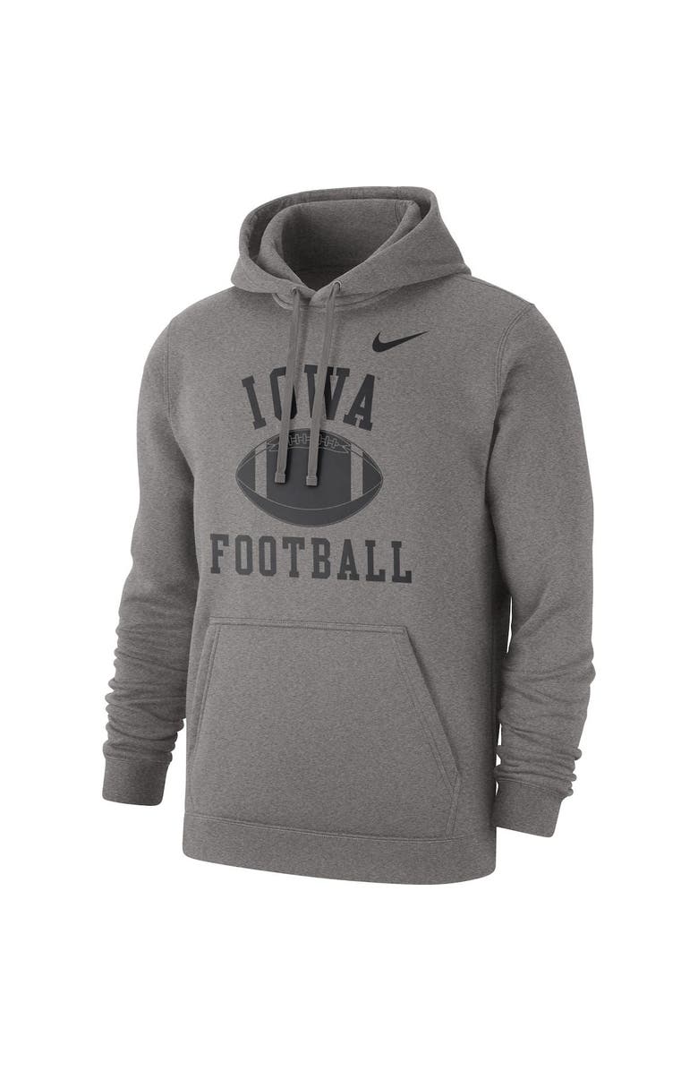 Nike Men's Nike Heathered Gray Iowa Hawkeyes Football Club Pullover Hoodie, Alternate, color,
