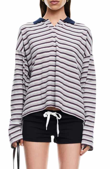LIONESS Rebels Stripe Long Sleeve Oversize Polo