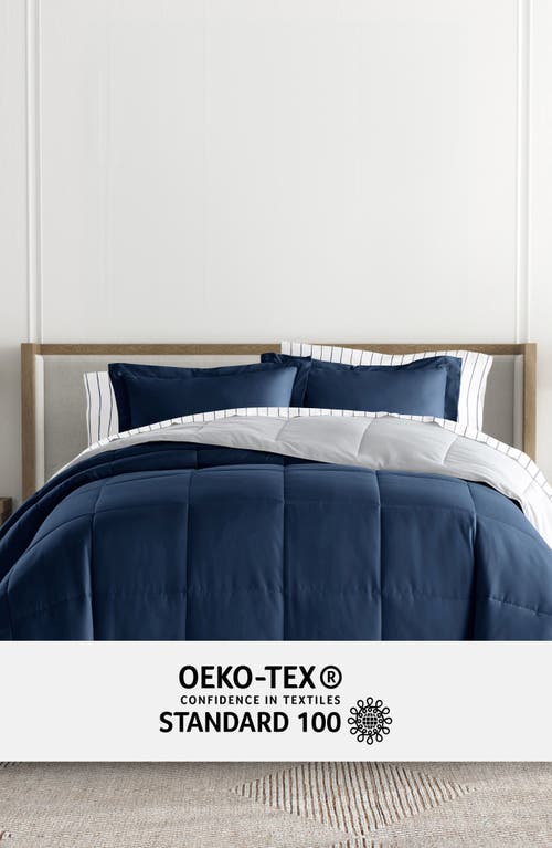 Homespun 7-piece Assorted Reversible Comforter Set In Navy