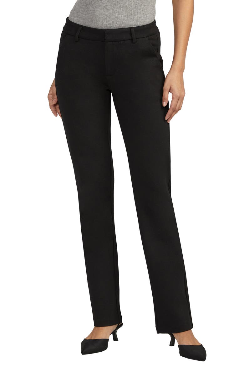 Alayne Mid Rise Baby Bootcut Ponte Pants, Main, color, BLACK