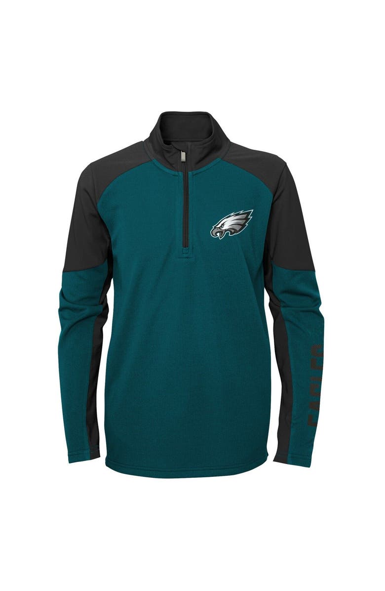 Outerstuff Youth Midnight Green/Black Philadelphia Eagles Audible Quarter-Zip Jacket, Alternate, color, 