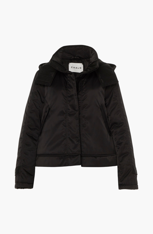 Caalo Sustainable Convertible Satin Down Coat In Black
