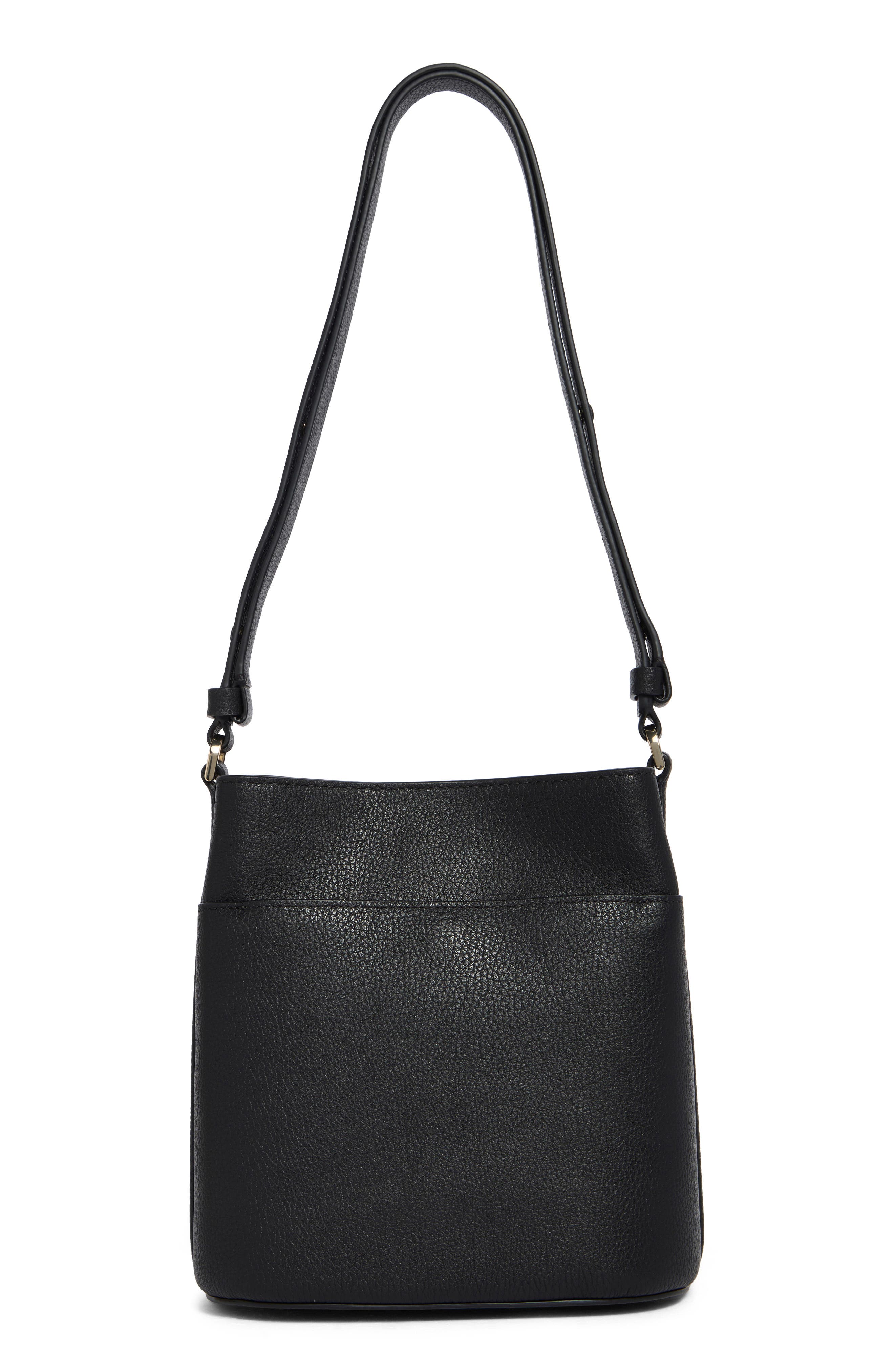 Kate Spade New York leila pebbled leather small bucket bag, Alternate, color, Black