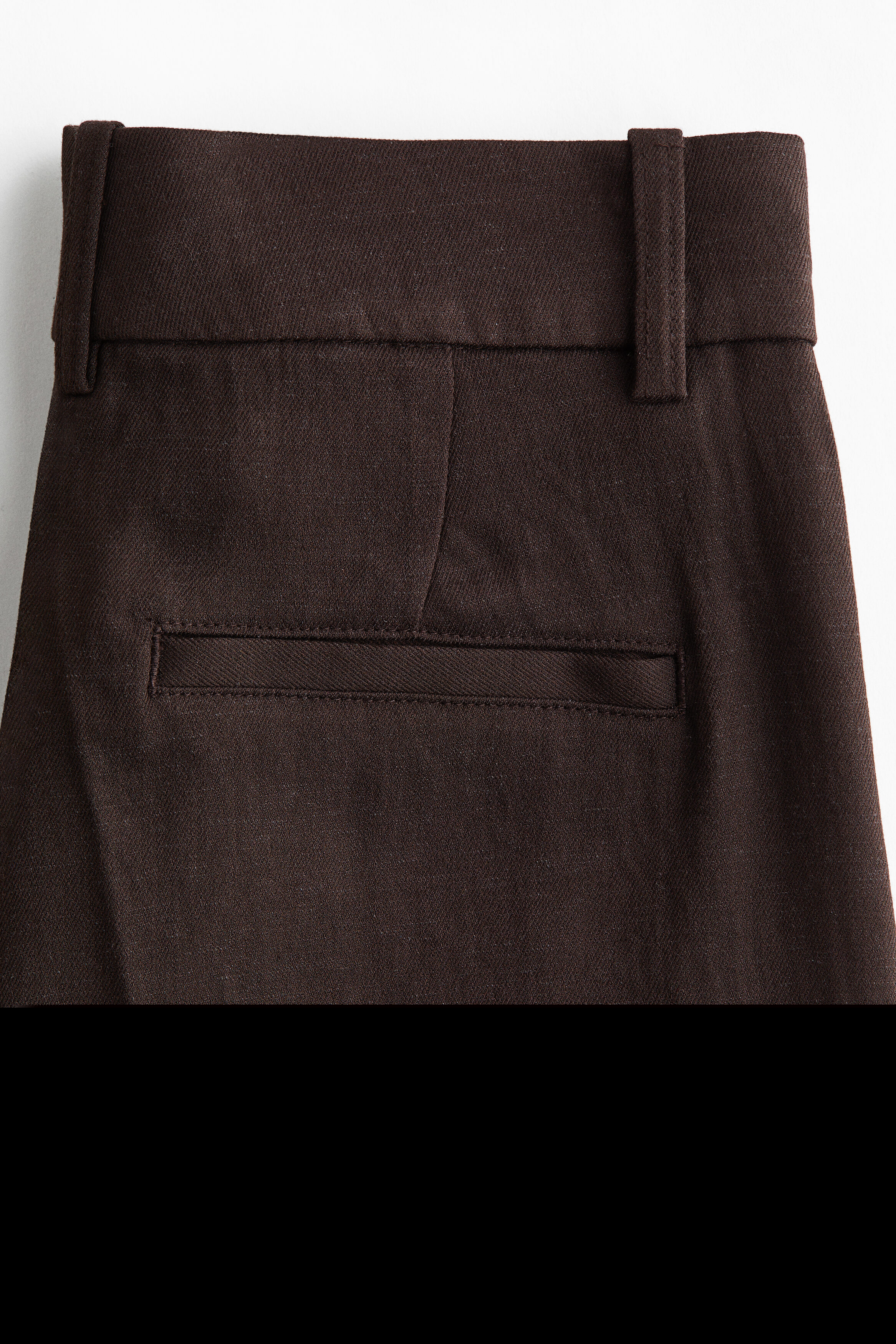H&M Wide Linen-blend Trousers, Alternate, color, Dark Brown