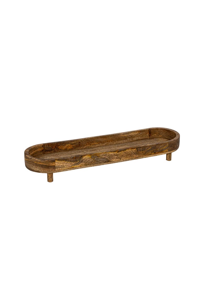 Mango Wood Footed Tray for Storage and Serving, Natural, Main, color, Natural