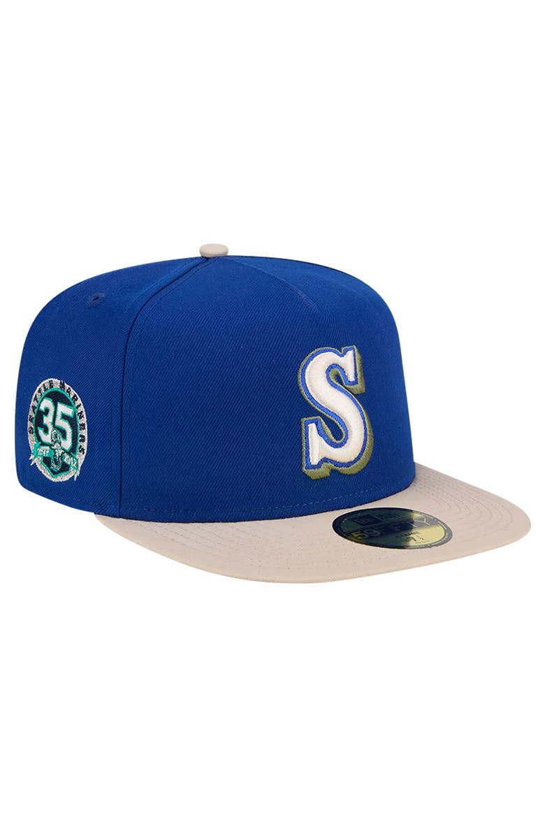 New Era Men's New Era Royal Seattle Mariners Canvas A-Frame 59FIFTY Fitted Hat, Main, color,