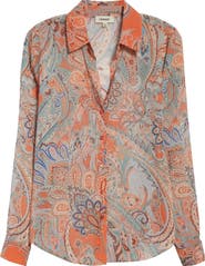 L'AGENCE Laurent Paisley Print Button-Up Shirt