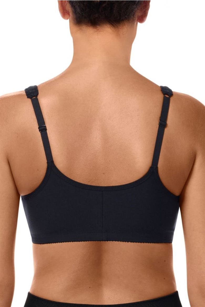 Fleur Wire-Free Front Closure Bra, Alternate, color, black