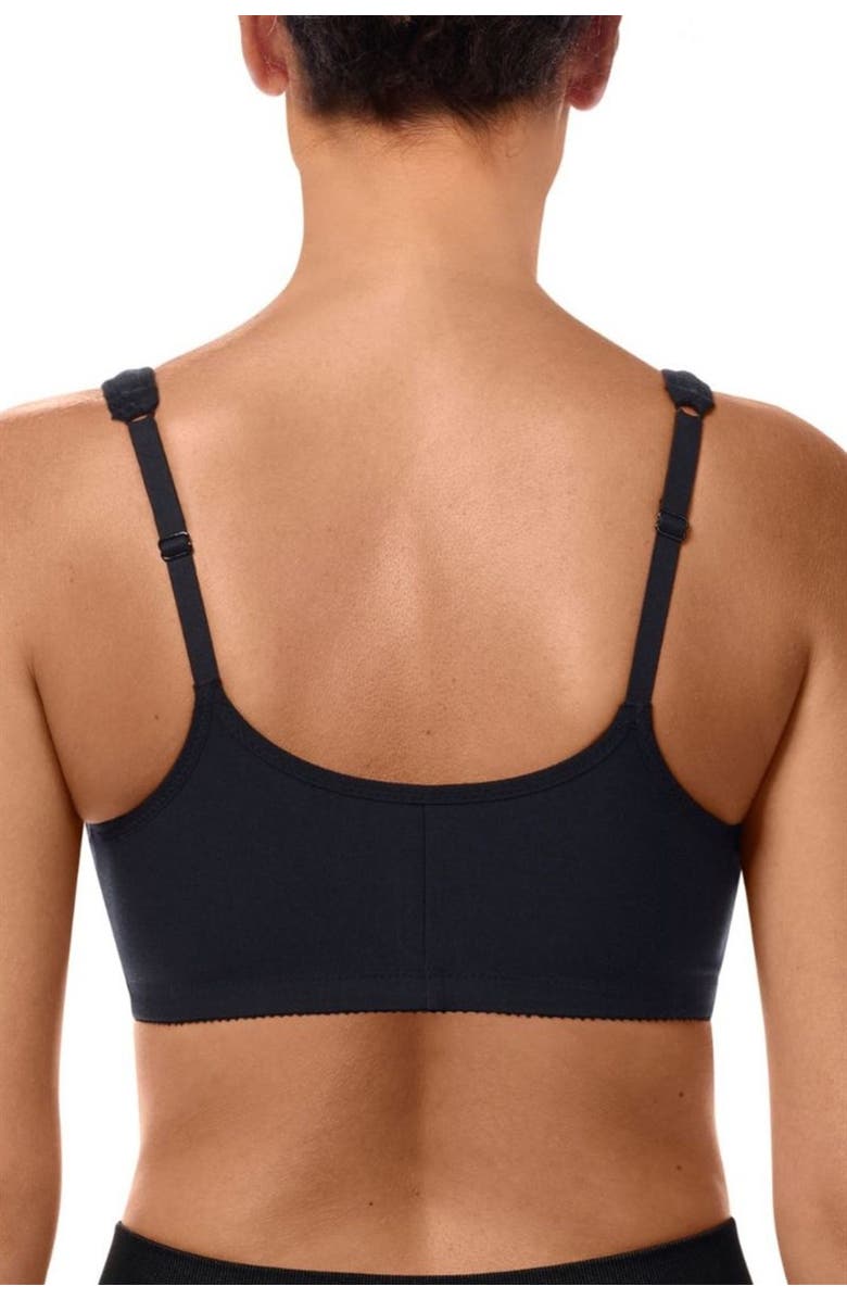 Amoena Fleur Wire-Free Front Closure Bra, Alternate, color, Black