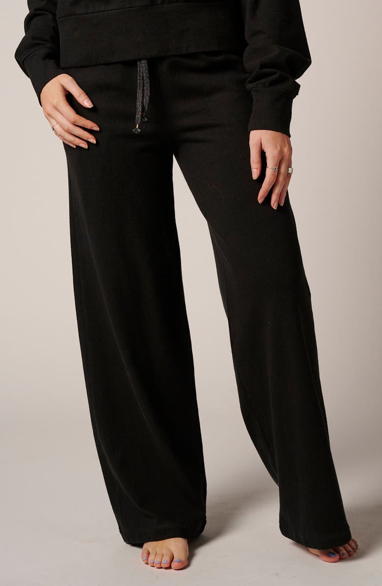 LEISURE LAB Womens Cotton Lounge Pant, Main, color, Onyx