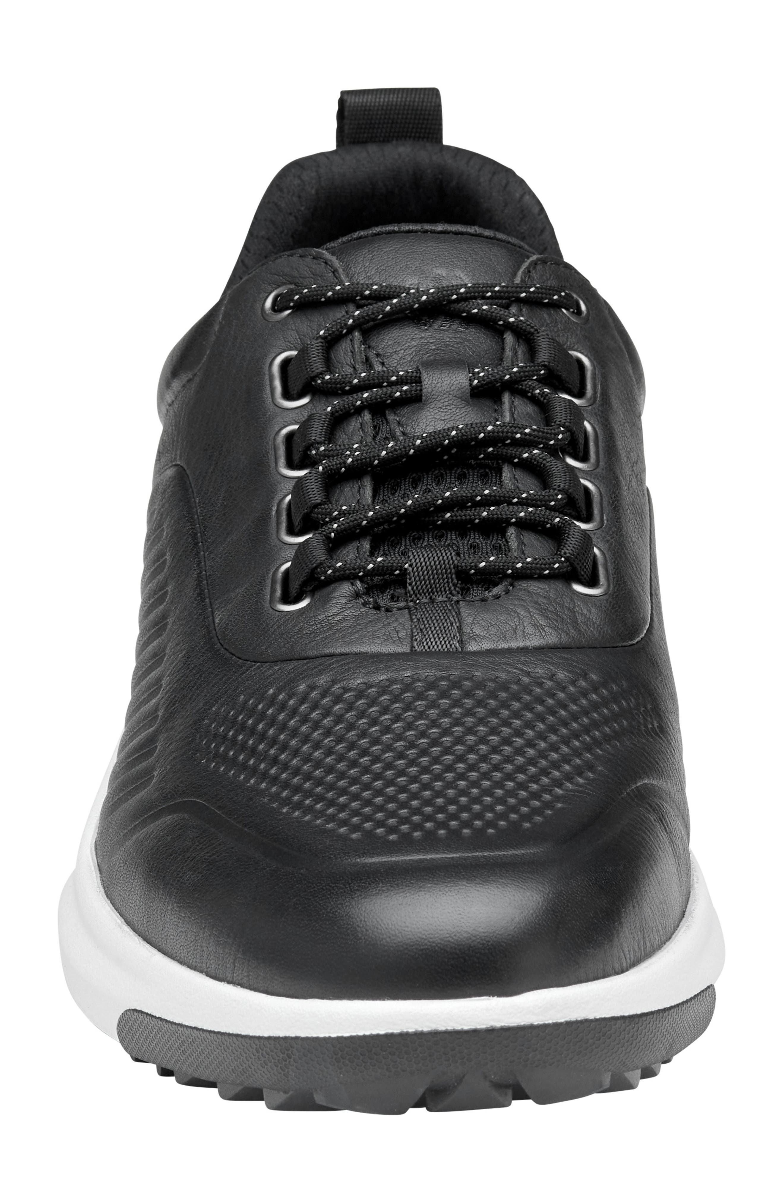 Johnston & Murphy Amherst GL1 Luxe Hybrid Waterproof Golf Sneaker, Alternate, color, Black Waterproof Full Grain