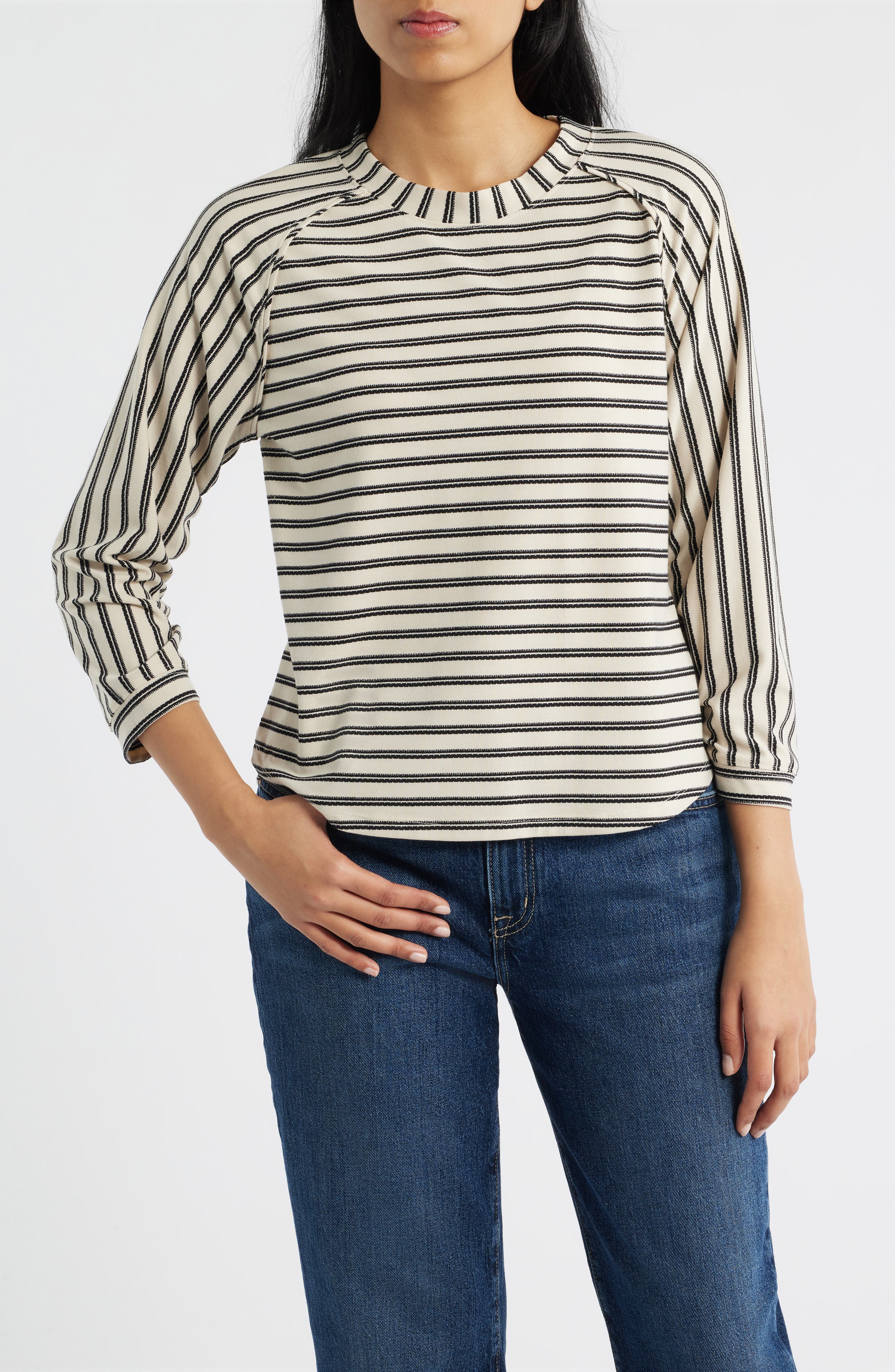 Stripe Three Quarter Sleeve Top - image 3