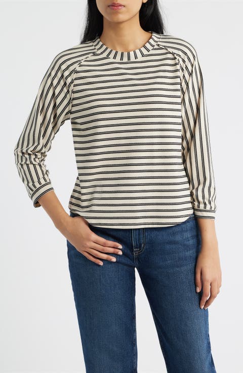 Stripe Three Quarter Sleeve Top