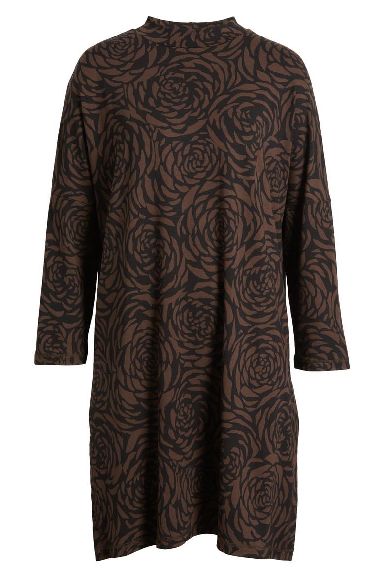 Gretha Floral Long Sleeve Tunic Top, Alternate, color, COFFEE BEAN