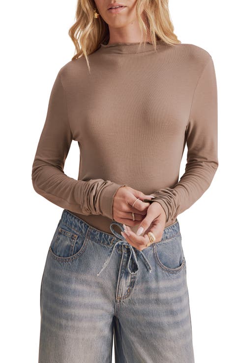 Bamboo Long Sleeve Mock Neck Top