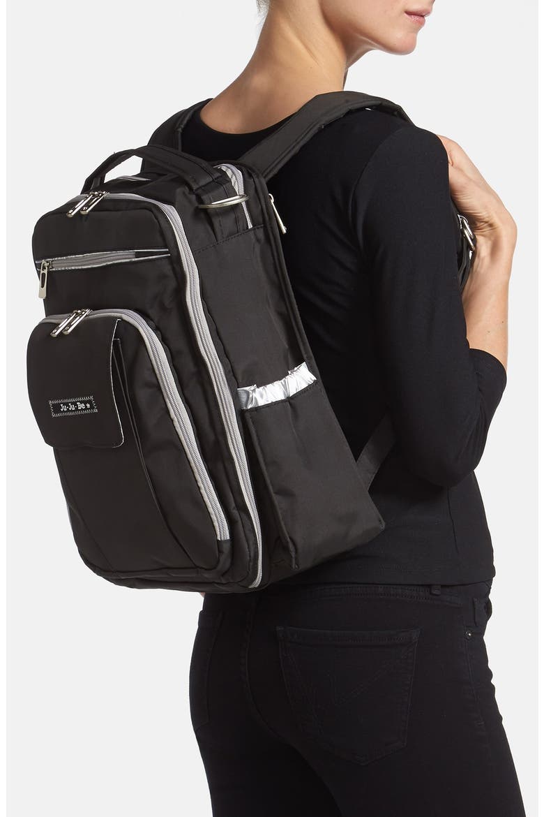 Ju-Ju-Be 'Be Right Back' Diaper Backpack, Alternate, color, BLACK/ SILVER