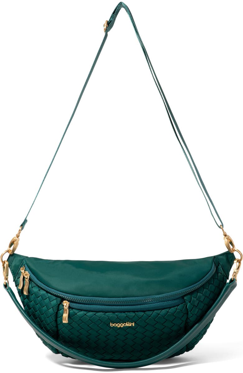 BAGGALLINI Stanton Woven Crossbody, Main, color, Jade Woven Twill