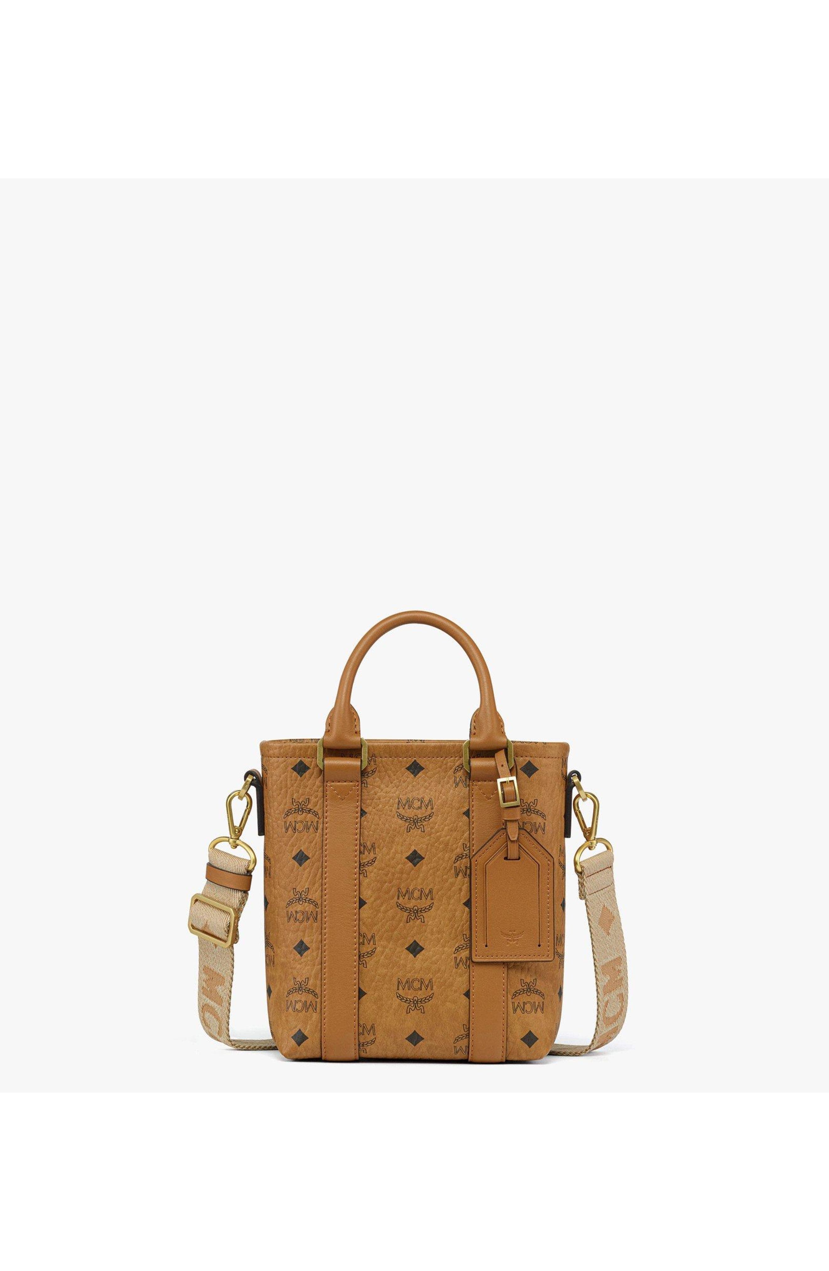 MCM Aren N/S Tote in Visetos, Main, color, Cognac