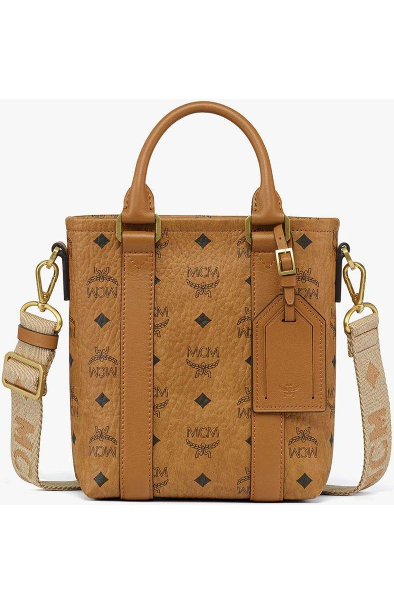 MCM Aren N/S Tote in Visetos, Main, color, Cognac
