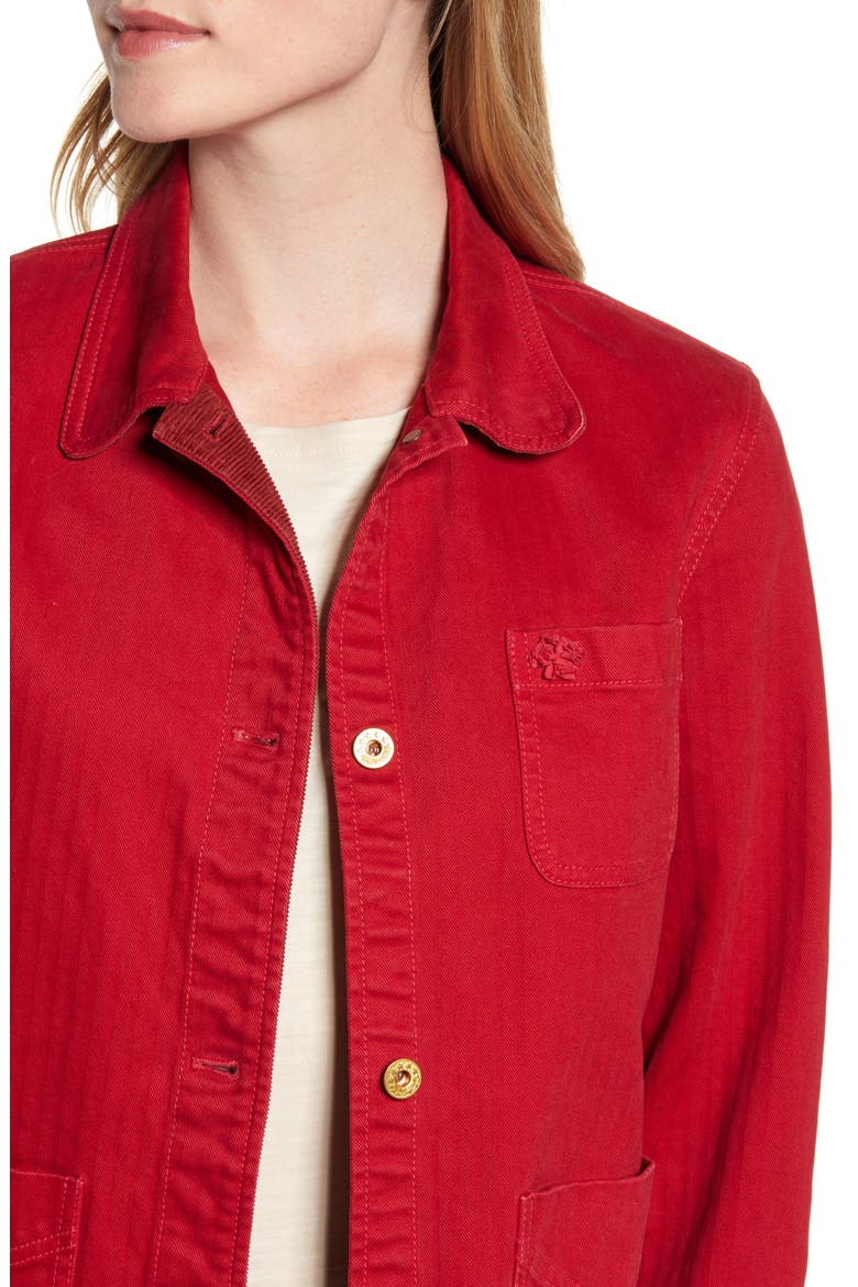 Cotton Herringbone Workers Jacket, Alternate, color, DEEP RED