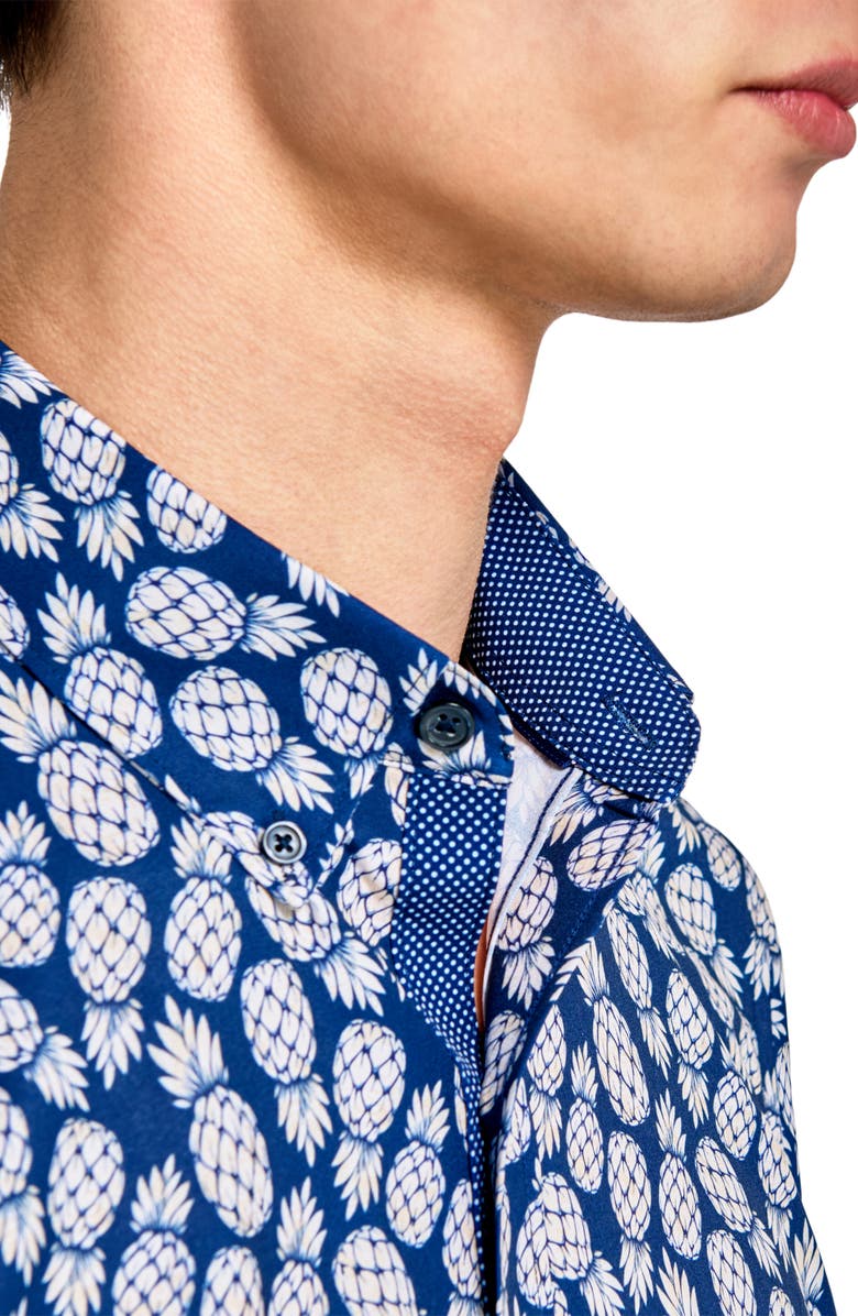 CONSTRUCT Slim Fit 4-Way Stretch Short Sleeve Button-Up Shirt, Alternate, color, Navy