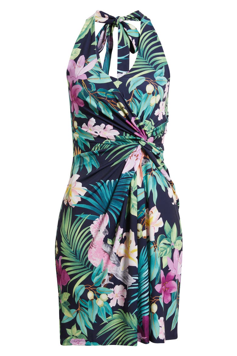 Clara Tropical Bliss Halter Dress, Alternate, color, COASTLINE