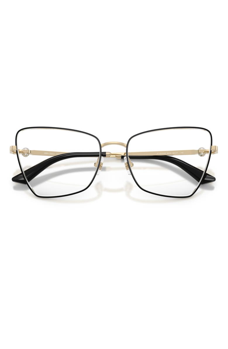 Jimmy Choo 54mm Irregular Optical Glasses, Alternate, color, Pale Gold/ Black / Demo Lens