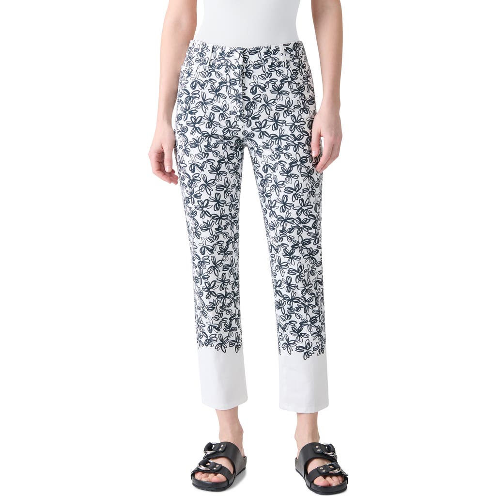Akris Punto Scribble Daisy Print Skinny-leg Ankle Jeans In Black