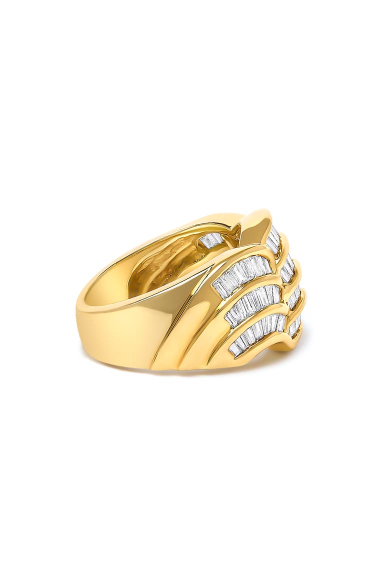 14K Yellow Gold 1-1/3 Cttw Baguette Diamond Wave Design Band Ring, Alternate, color, Yellow Gold