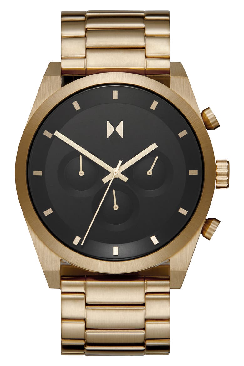 MVMT Element Chronograph Bracelet Watch, 44mm, Main, color, GOLD/ BLACK/ GOLD