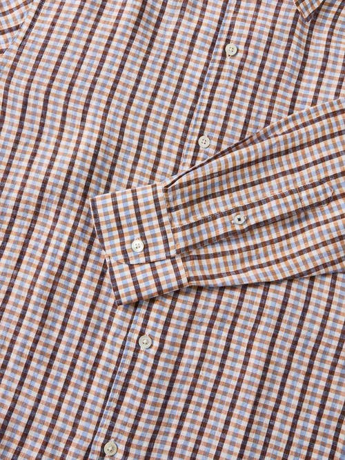 Robert Talbott Morgan Multi Check Linen Shirt In Brown