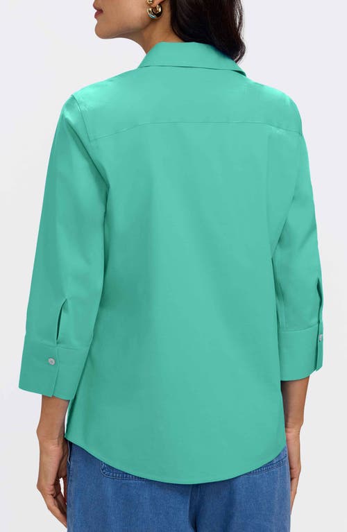 Foxcroft Mary Button-up Blouse In Green