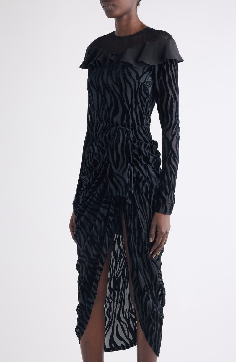 Isabel Marant Camy Long Sleeve Mixed Media Dress, Alternate, color, Black