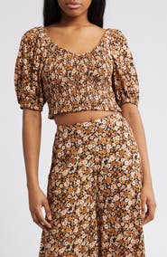 Rip Curl Sea of Dreams Floral Smocked Crop Top