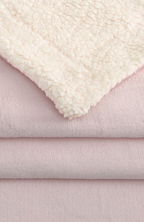 Woven & Weft Faux Shearling Reversible Blanket In Pink