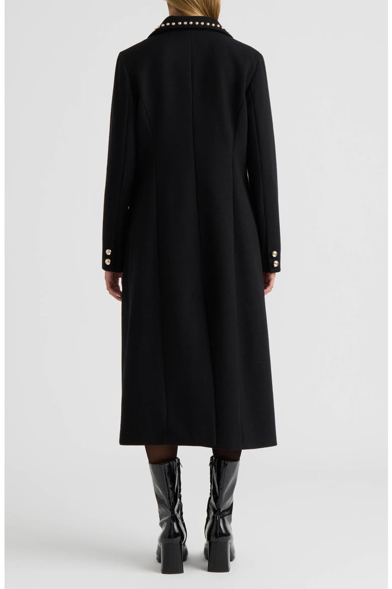 Studded Faux Wool Maxi Coat, Alternate, color, BLACK