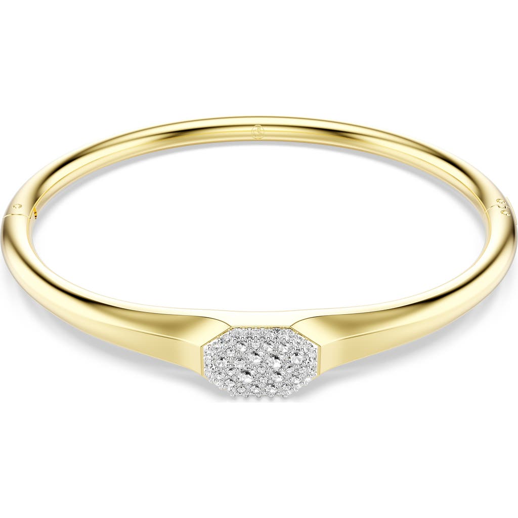 Swarovski Dextera Pave Crystal Cluster Bangle Bracelet In Gold