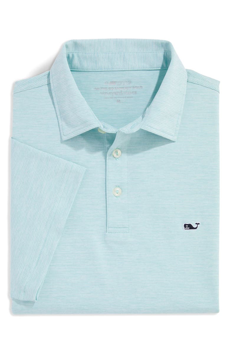 vineyard vines St. Jean Stripe Sankaty Performance Polo, Alternate, color, Aqua Haze/ White