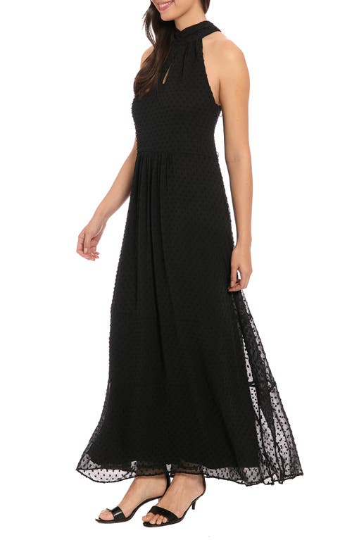 London Times Mock Neck Keyhole Sleeveless Maxi Dress In Black