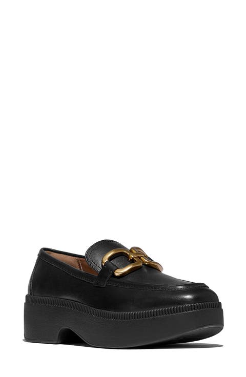 F-Luma Square-Chain Leather Loafer