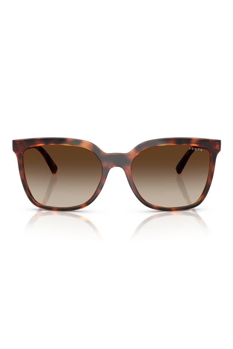 55mm Polarized Gradient Square Sunglasses, Main, color, DARK HAVANA