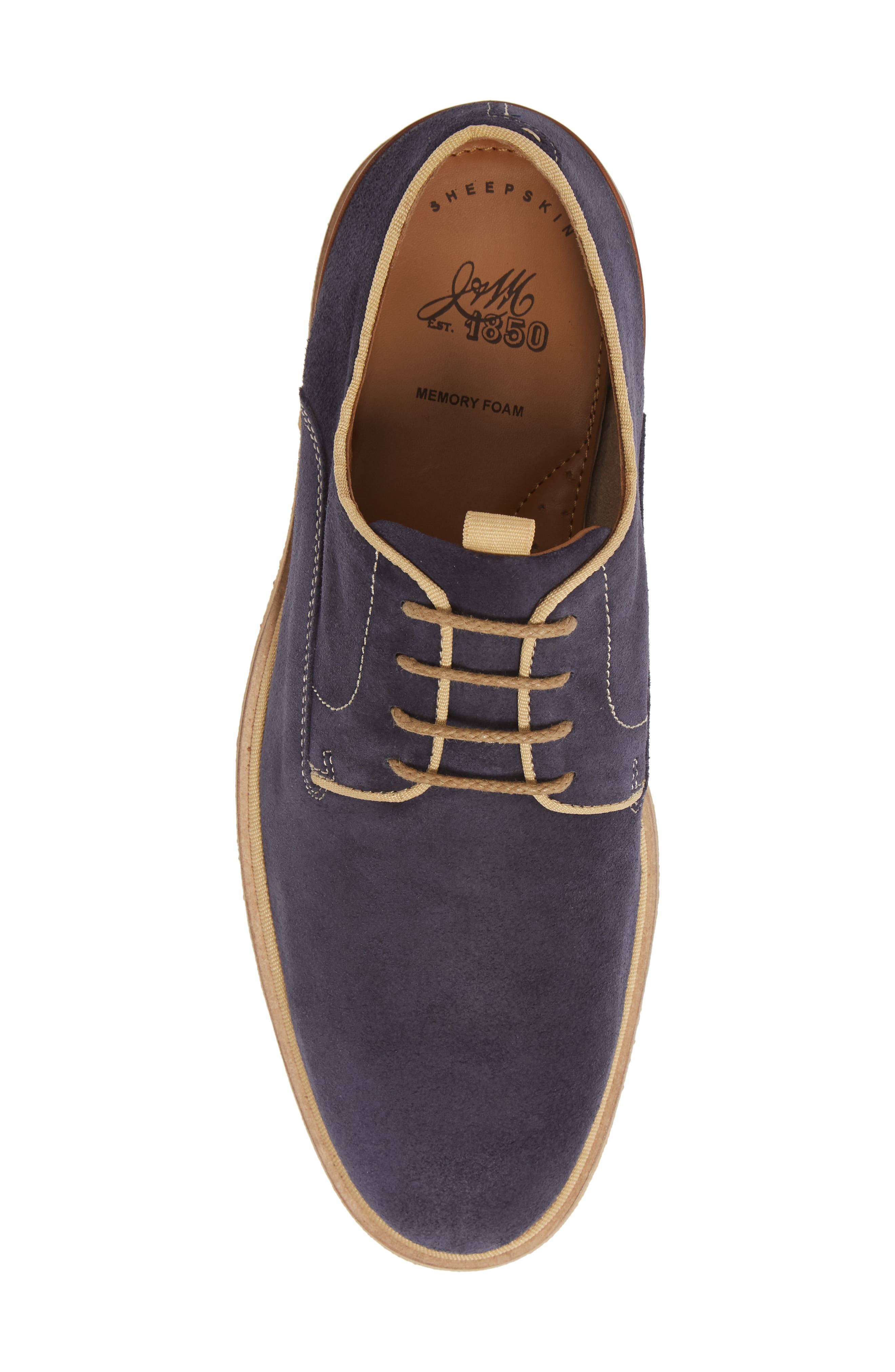J&M 1850 Wagner Plain Toe Derby, Alternate, color, NAVY SUEDE