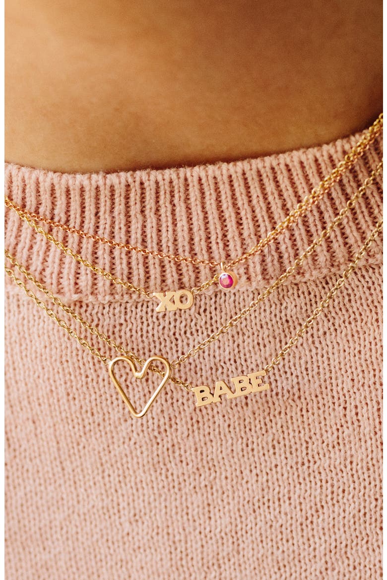 14K Gold Bezel Birthstone Necklace, Alternate, color, YELLOW GOLD/ RUBY