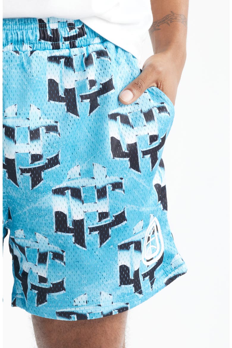 Cold Hearts Badge Mesh Shorts, Alternate, color, BLUE