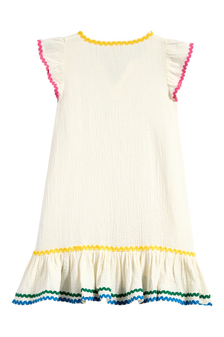 Kids' Remy Floral Cotton Gauze Cover-Up Dress, Alternate, color, IVORY RIC RAC