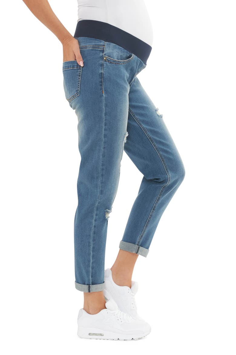 Baxter Ripped Maternity Boyfriend Jeans, Alternate, color, VINTAGE WASH