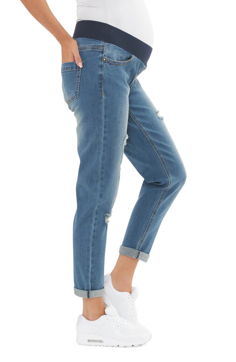 Ripe Maternity Baxter Ripped Maternity Boyfriend Jeans, Alternate, color, 