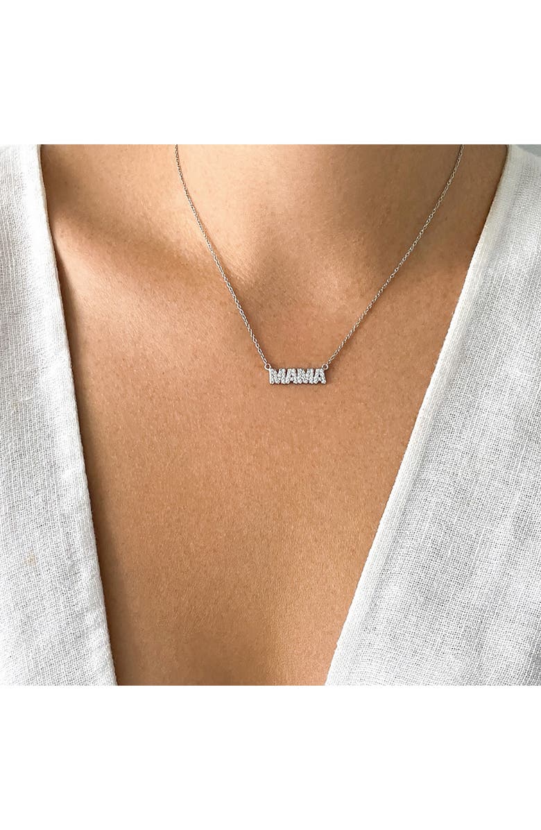 Adornia Swarovski Crystal Mama Necklace, Alternate, color, Silver