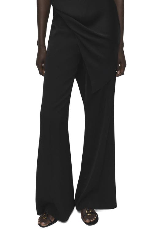 Mango Long Flare Leg Pants In Black