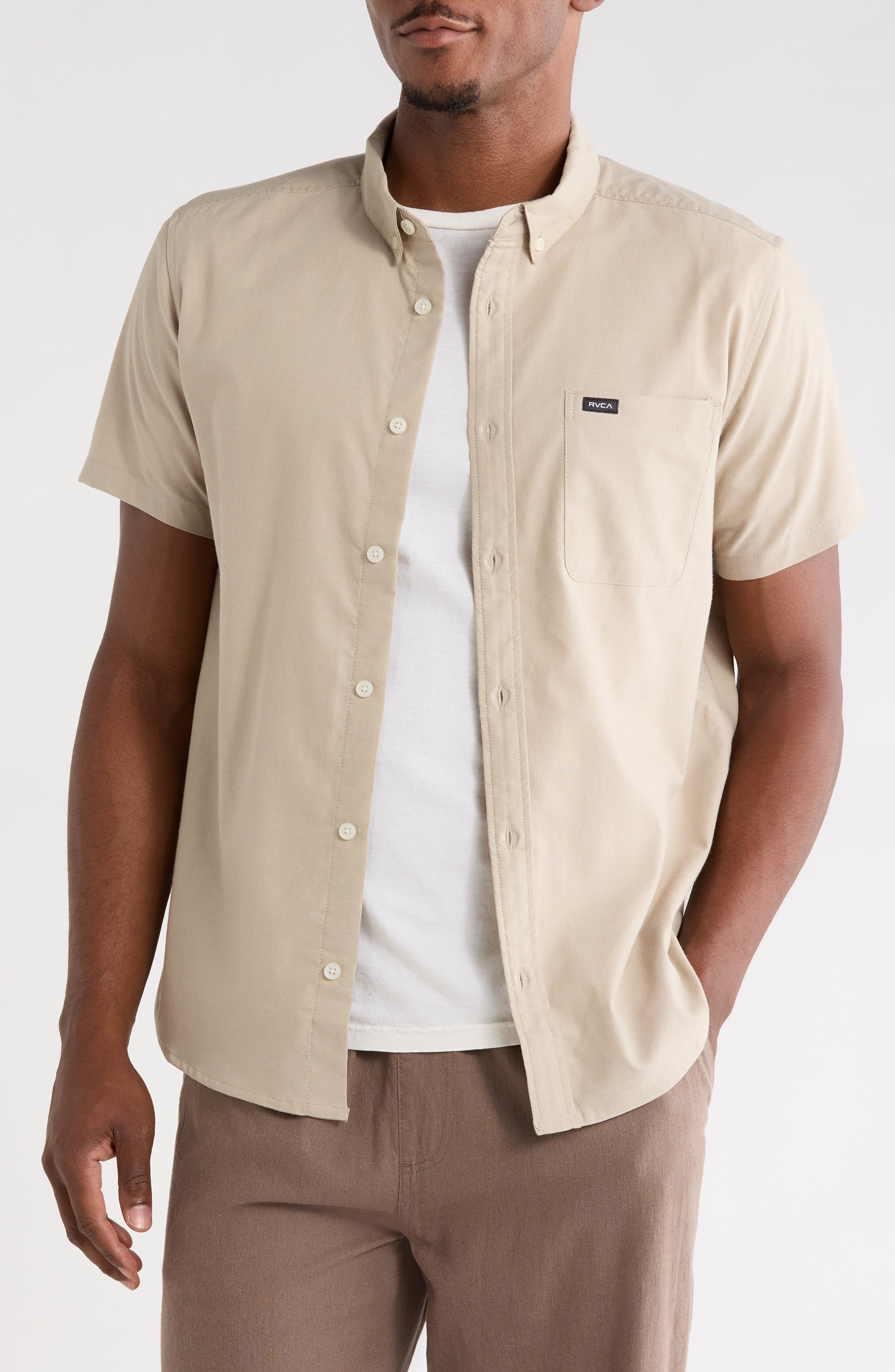 That'll Do Slim Fit Solid Short Sleeve Button-Down Shirt